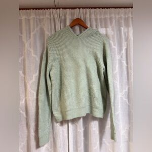 Forever 21 Light Mint Green Cowl Neck Sweater With Hoodie Waffle sz med